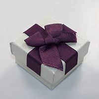 Cardboard Single Ring Box, with Sponge & Grosgrain Ribbon, Rectangle, with ribbon bowknot decoration 