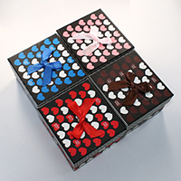 Boîte de montre en carton, avec Éponge & ruban de satin, rectangle, avec le motif de coeur & avec le motif de lettre & avec une décoration de noeud à boucles, plus de couleurs à choisir Vendu par PC