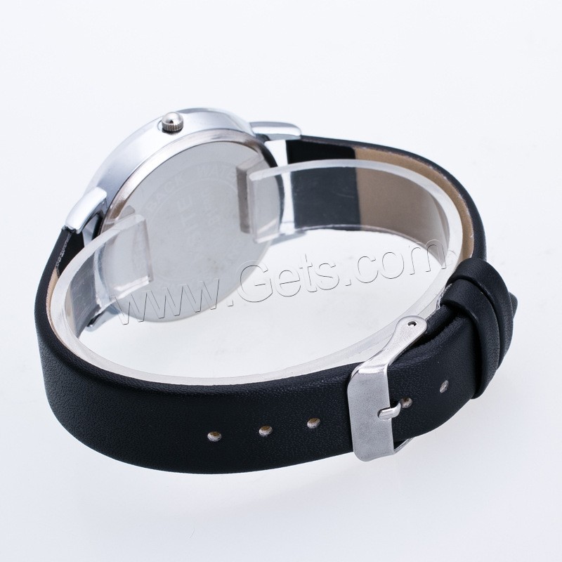Couple Watch Bracelets, Cowhide, with Glass & Zinc Alloy, platinum color plated, different size for choice & for couple, Sold By PC