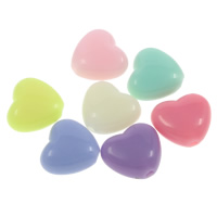 Solide Acryl Perlen, Herz, Volltonfarbe, gemischte Farben, 18x16x9mm, Bohrung:ca. 3.5mm, ca. 1000PCs/Tasche, verkauft von Tasche