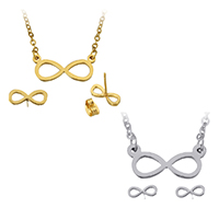 Fashion Stainless Steel Jewelry Sets, earring & necklace, Infinity, plated, oval chain Approx 19 Inch 