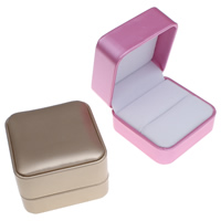 Картоновая коробочка для кольца, картон, с Искусственная кожа & Бархат, Квадратная форма, Много цветов для выбора продается PC