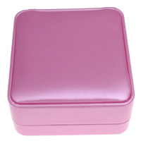Картоновая шкатулка для ожерелий, картон, с Искусственная кожа & Бархат, Квадратная форма, розовый продается PC