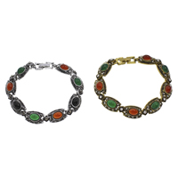 Agate Bracelets, Zinc Alloy, with Mixed Agate, plated, with rhinestone lead & cadmium free Approx 7.5 Inch 
