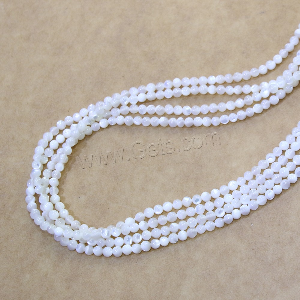 Natural White Shell Beads, Round, different size for choice, Hole:Approx 0.5mm, Length:Approx 16 Inch, Sold By Strand