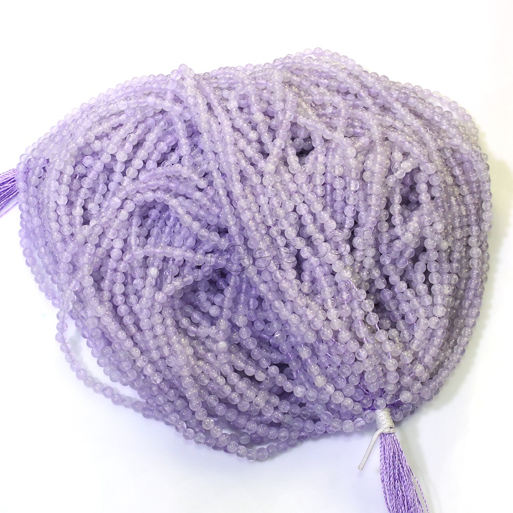 Lila Chalcedon, violetter Chalzedon, rund, natürlich, verschiedene Größen vorhanden, Bohrung:ca. 0.5mm, Länge:ca. 16 ZollInch, verkauft von Strang