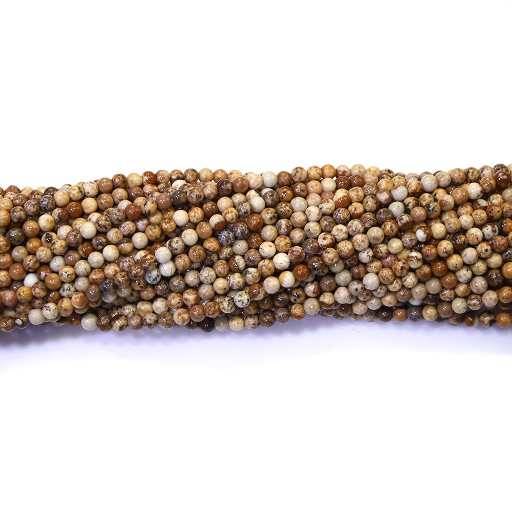 Picture Jasper Beads, Round, natural, different size for choice, Hole:Approx 0.5mm, Length:Approx 16.5 Inch, Sold By Strand