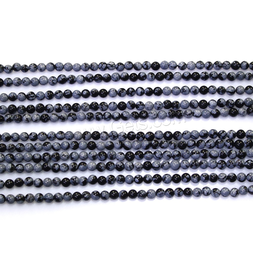 Snowflake Obsidian Bead, Round, natural, different size for choice, Hole:Approx 0.5mm, Length:Approx 16.5 Inch, Sold By Strand