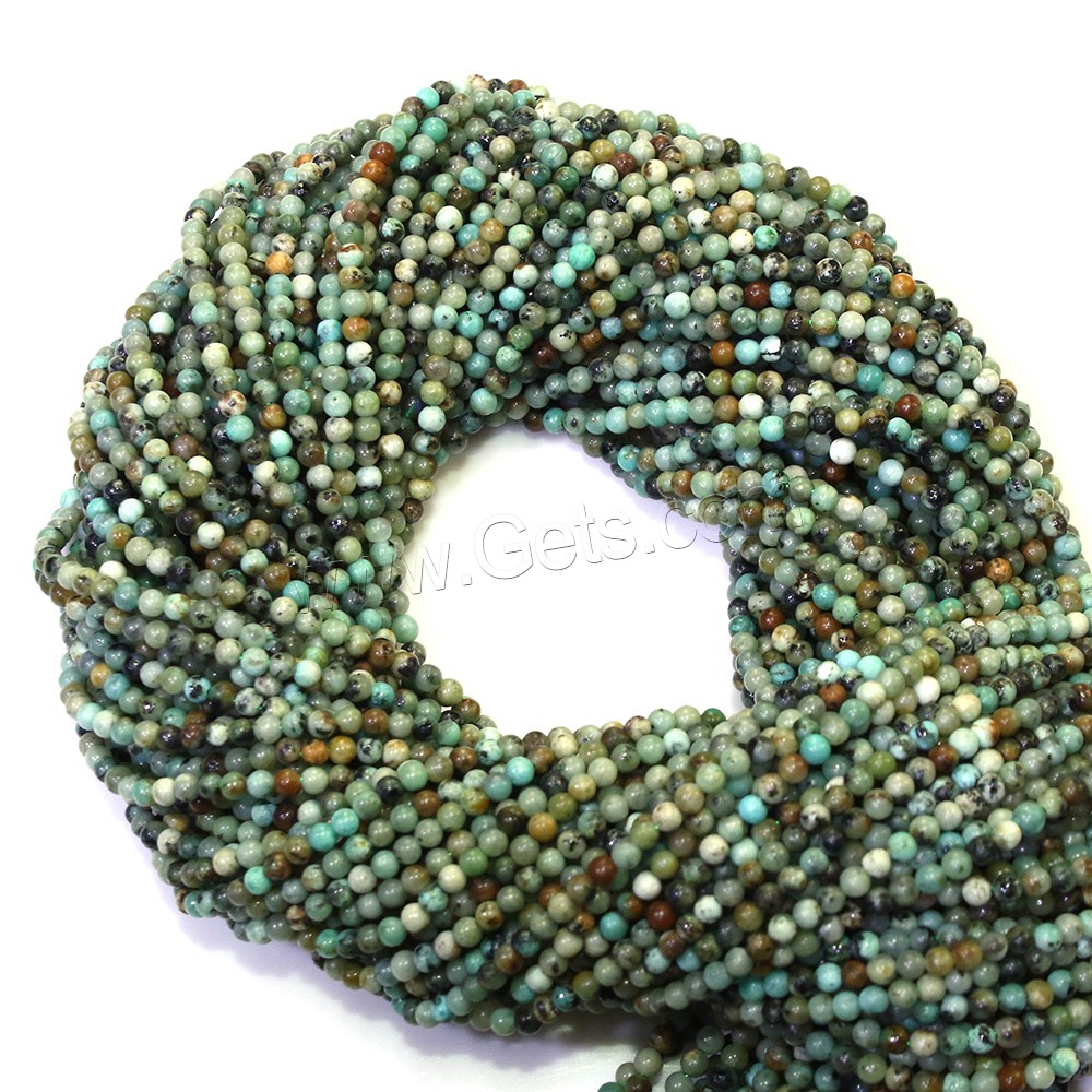 Naturelles perles Turquoise africaines, turquoise africaine naturelle, Rond, normes différentes pour le choix, Trou:Environ 0.5mm, Longueur:Environ 16 pouce, Vendu par brin