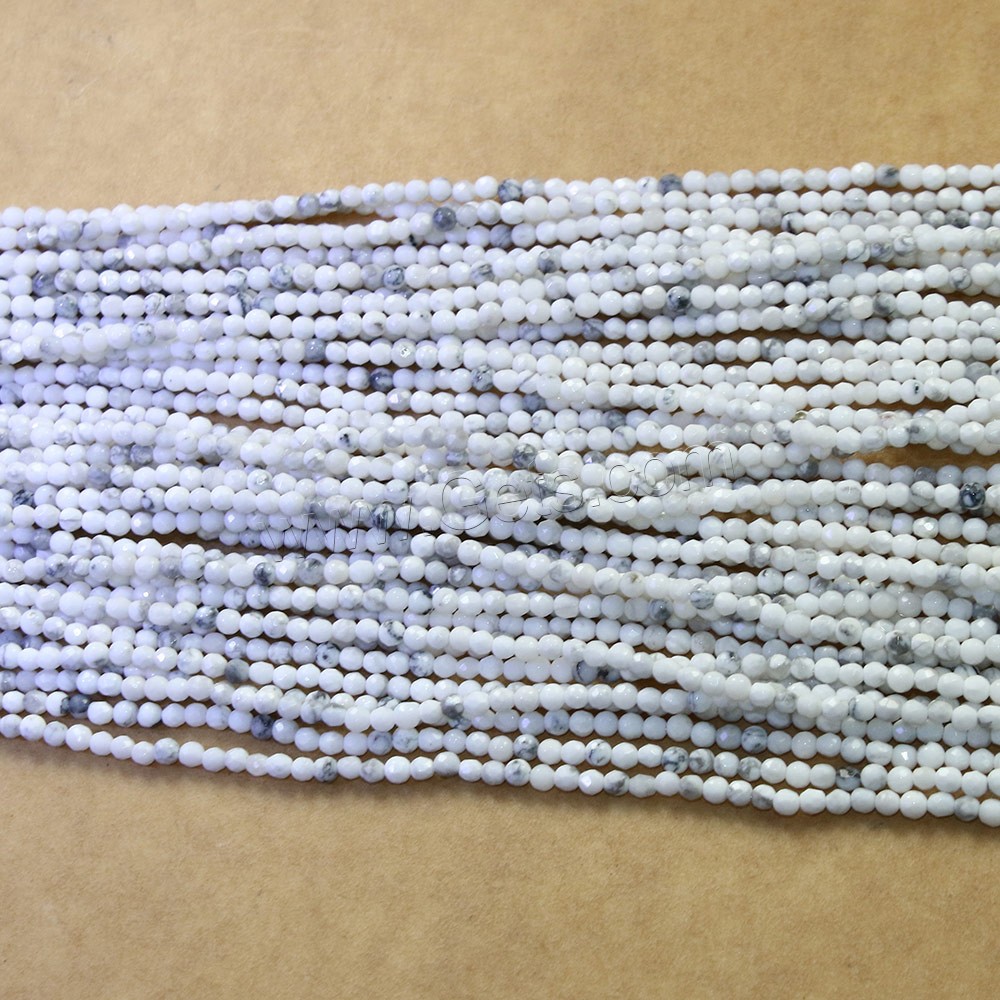 Natürlicher weißer Türkis Perle, rund, verschiedene Größen vorhanden & facettierte, Bohrung:ca. 0.5mm, Länge:ca. 15.5 ZollInch, verkauft von Strang