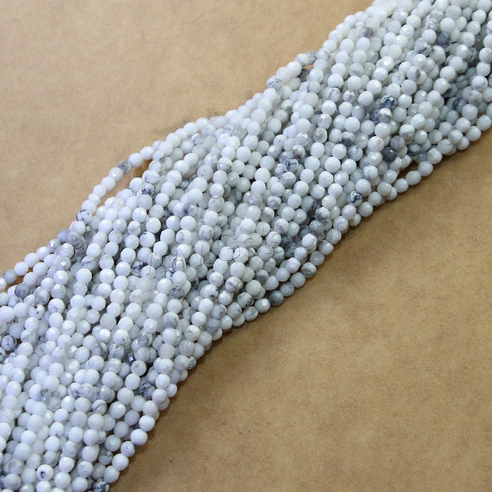 Natürlicher weißer Türkis Perle, rund, verschiedene Größen vorhanden & facettierte, Bohrung:ca. 0.5mm, Länge:ca. 15.5 ZollInch, verkauft von Strang