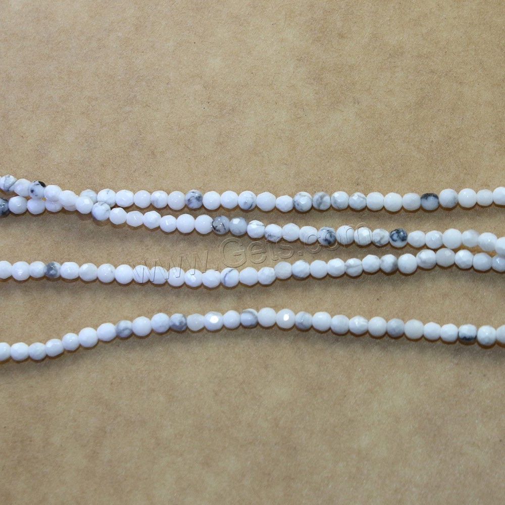 Natural White Turquoise Beads, Round, different size for choice & faceted, Hole:Approx 0.5mm, Length:Approx 15.5 Inch, Sold By Strand