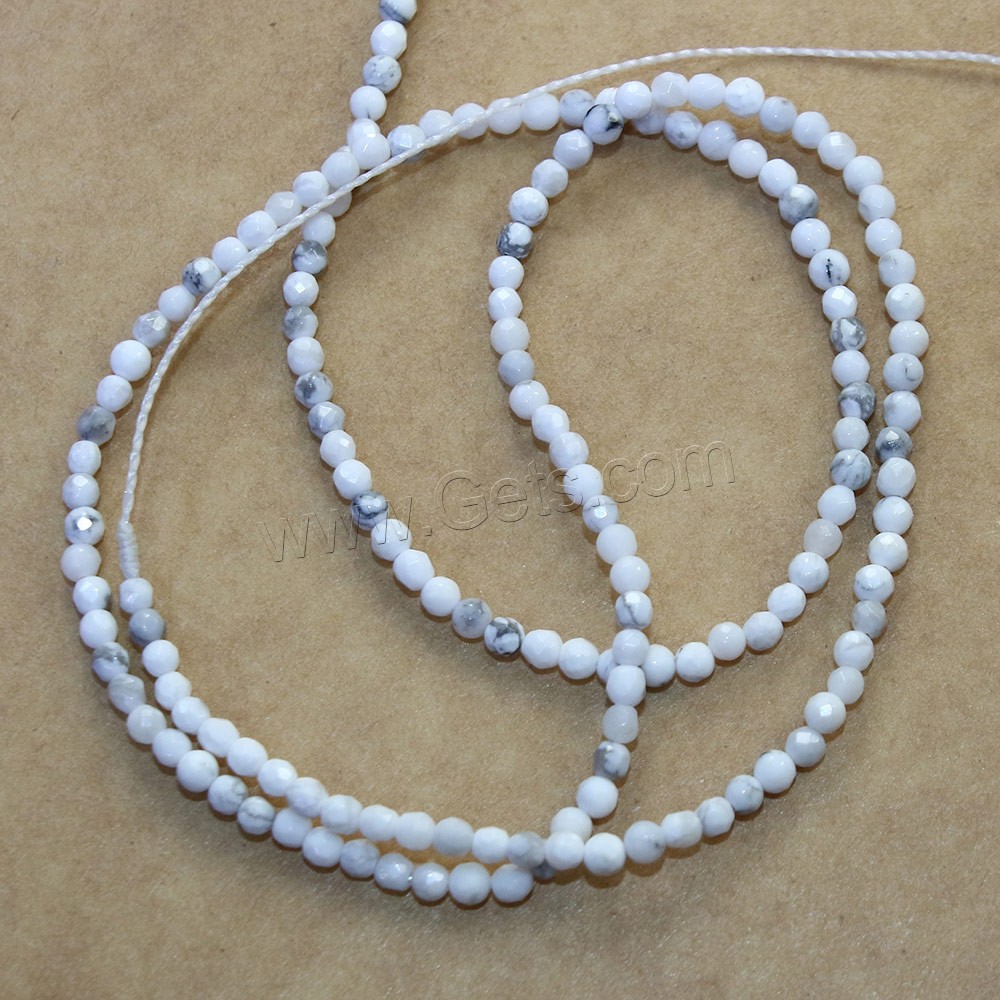 Natural White Turquoise Beads, Round, different size for choice & faceted, Hole:Approx 0.5mm, Length:Approx 15.5 Inch, Sold By Strand