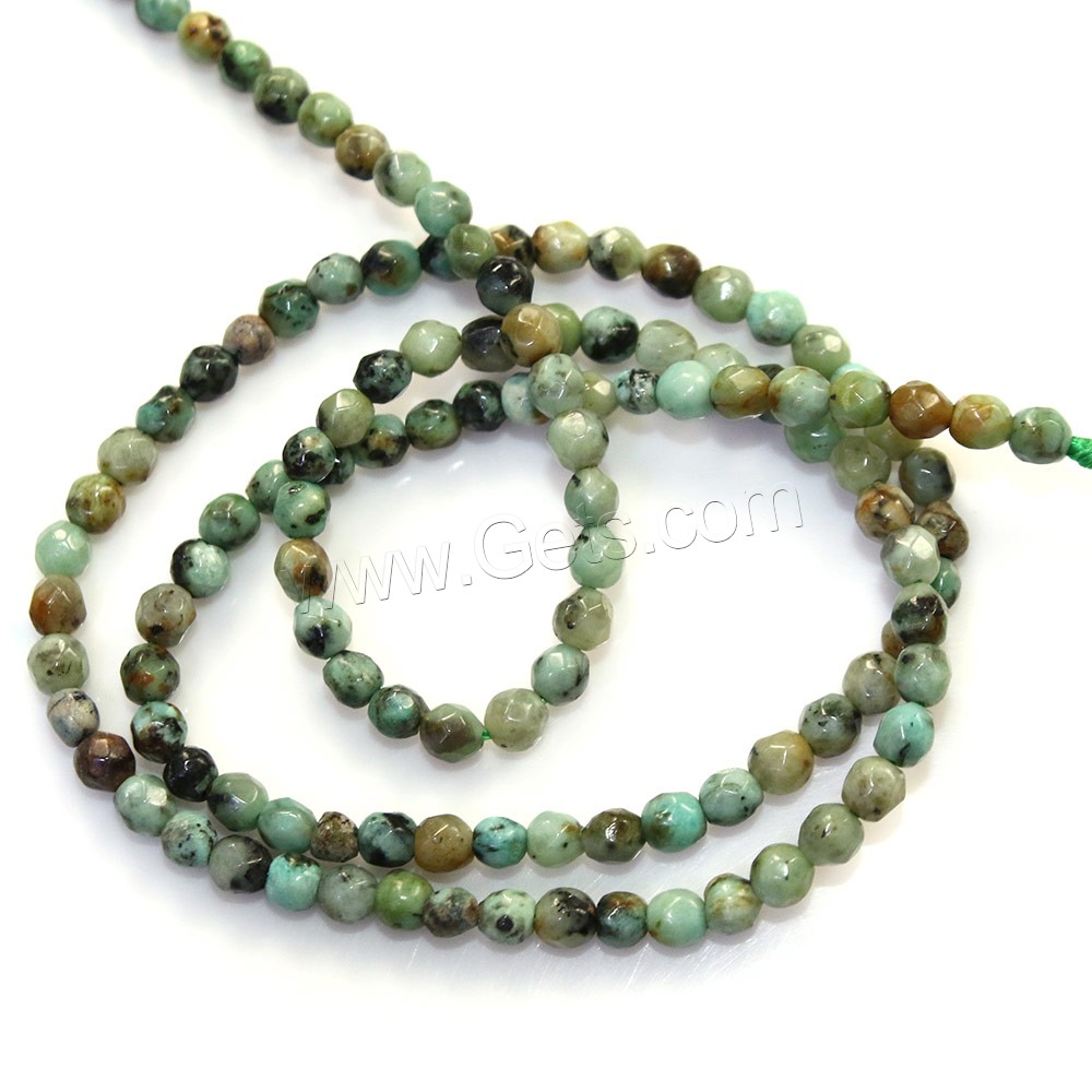 Natural African Turquoise Beads, Round, different size for choice & faceted, Hole:Approx 0.5mm, Length:Approx 16 Inch, Sold By Strand