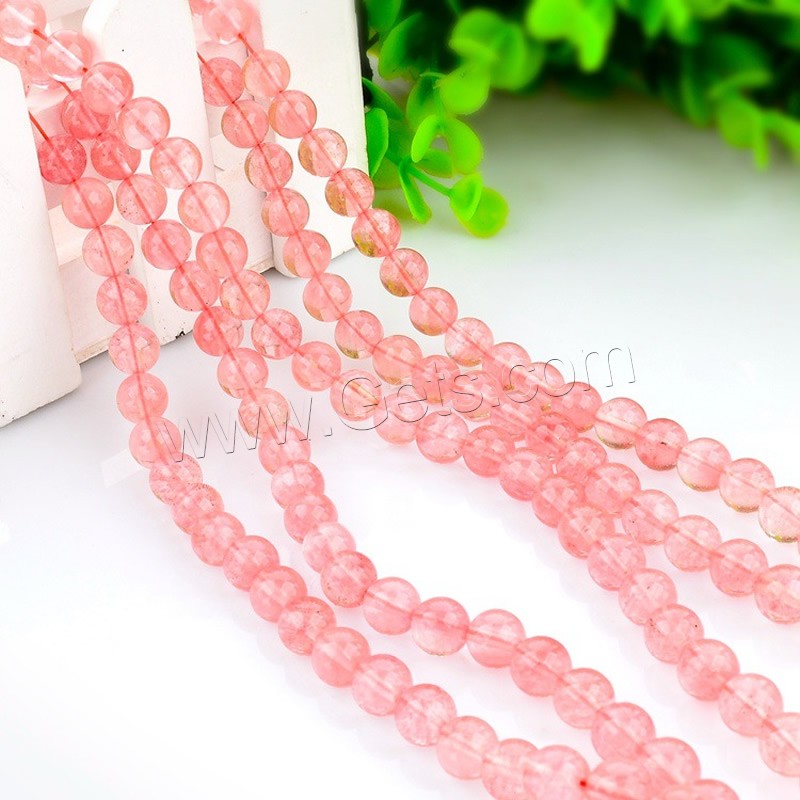 Glass Gemstone Beads, Round, different size for choice, cherry quartz, Hole:Approx 1mm, Length:Approx 15 Inch, Sold By Strand