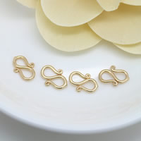 Brass S Shape Clasp, 24K gold plated Approx 0.5mm 