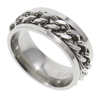 Нержавеющая сталь Человек палец кольцо, нержавеющая сталь, разный размер для выбора & граненый & чернеют продается PC