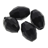 Perles acryliques nature, Acrylique, ovale, facettes & couleur solide, noire Environ 1mm, Environ Vendu par sac
