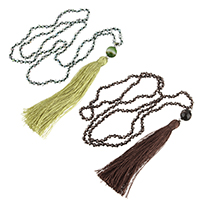 Crystal Sweater Chain Necklace, with Nylon & Agate, Tassel, natural, faceted 10mm, 98mm Approx 31 Inch 