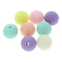 Gummierte Acryl-Perlen, Acryl, rund, gemischte Farben, 12mm, Bohrung:ca. 1mm, ca. 500PCs/Tasche, verkauft von Tasche