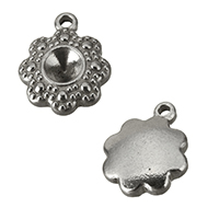 Stainless Steel Pendant Setting, Flower, machine polishing, original color Approx 2mm, Inner Approx 5mm 