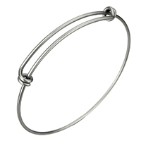 Adjustable Wire Bangle, Stainless Steel original color, 1.6mm 