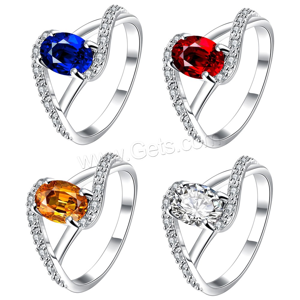 Brass, real silver plated, different size for choice & with cubic zirconia, more colors for choice, 11x21mm, Sold By PC