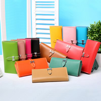 PU Leather Wallet, with Zinc Alloy, Rectangle, platinum color plated [