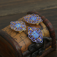 Argent sterling cloisonné amulette coulissante, fleur, fait à la main Environ Vendu par PC