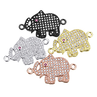 Cubic Zirconia Micro Pave Brass Connector, Elephant, plated, micro pave cubic zirconia & 1/1 loop Approx 1.5mm 