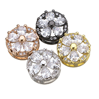 Cubic Zirconia Micro Pave Brass Beads, Flower, plated, with cubic zirconia Approx 1.5mm 