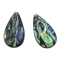 Abalone Shell Cabochon, Resin, with Abalone Shell Paper, Teardrop, natural, flat back 