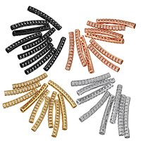 Cubic Zirconia Micro Pave Brass Beads, Curved Tube, plated, micro pave cubic zirconia & hollow Approx 2mm 