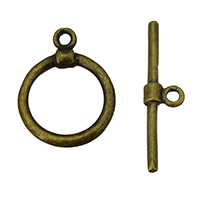 Messing Knebelverschluss, antike Bronzefarbe plattiert, 13.5x17.5x1.5mm, 20x6x3mm, Bohrung:ca. 1.5mm, verkauft von setzen
