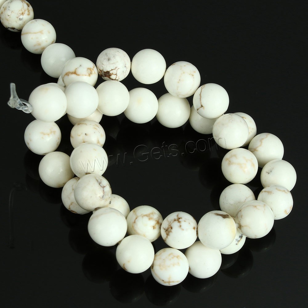Natürlicher weißer Türkis Perle, rund, verschiedene Größen vorhanden, Länge:ca. 15 ZollInch, verkauft von Strang