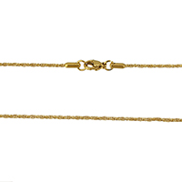 Мода нержавеющей стали ожерелье цепь, нержавеющая сталь, плакирован золотом, веревки цепи, 1.5mm, длина:Приблизительно 18 дюймовый, продается Strand