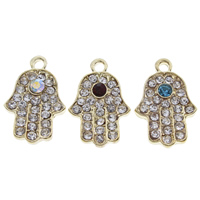 Zinc Alloy Hamsa Pendants, gold color plated, Islamic jewelry & with rhinestone lead & cadmium free Approx 1mm 