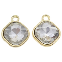 Crystal Zinc Alloy Pendants, with Crystal, Rhombus, gold color plated, faceted, lead & cadmium free Approx 1mm 