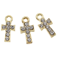 Zinc Alloy Cross Pendants, gold color plated, with rhinestone, lead & cadmium free Approx 1mm 