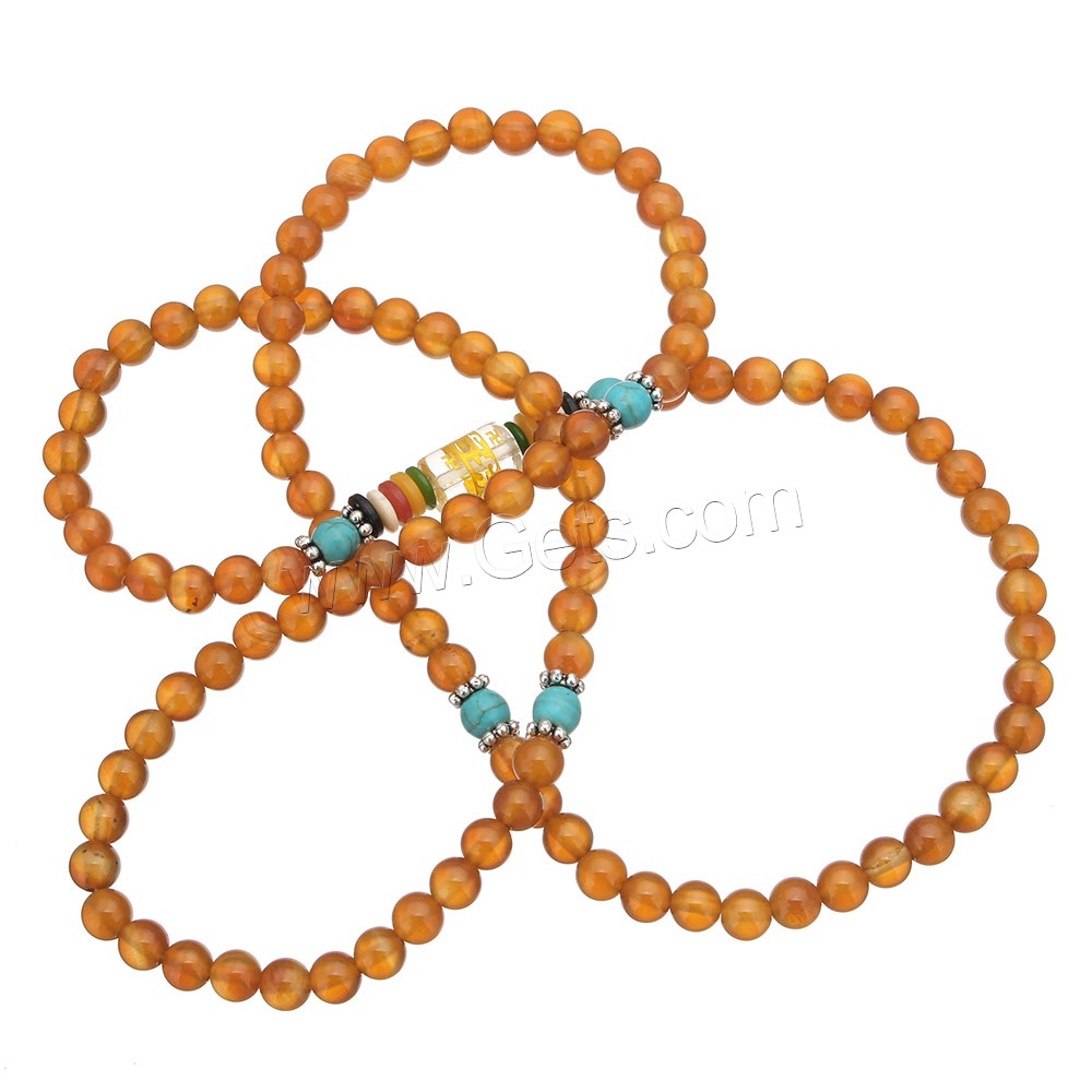 108 Mala Beads, Red Agate, with Synthetic Turquoise & Crystal & Glass & Plastic & Zinc Alloy, plated, different length for choice & Buddhist jewelry & different size for choice & gold accent, 108PCs/Strand, Sold By Strand