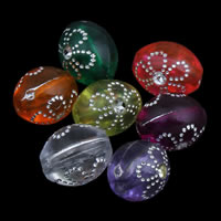 Silver Accent Acrylic Beads, Oval, transparent, mixed colors Approx 1mm, Approx 