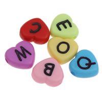 Perles lettre acrylique, avec le motif de lettre & mélangé & couleur solide Environ 1mm, Environ Vendu par sac