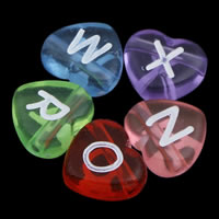 Perles lettre acrylique, transparent & avec le motif de lettre & mélangé Environ 1mm, Environ Vendu par sac