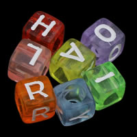 Perles lettre acrylique, transparent & avec le motif de lettre & mélangé Environ 3mm, Environ Vendu par sac