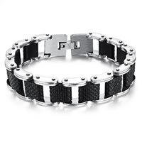 Men Bracelet, Stainless Steel, with Silicone, for man, original color, 13mm Approx 8.2 Inch 