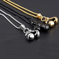 Men Necklace, Stainless Steel, Boxing Glove, plated, box chain & for man & blacken Approx 21.6 Inch 