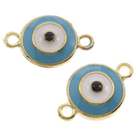 Evil Eye Jewelry Connector, Zinc Alloy, Flat Round, gold color plated, evil eye pattern & enamel & 1/1 loop, lead & cadmium free Approx 1mm 