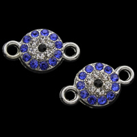 Evil Eye Jewelry Connector, Zinc Alloy, Flat Round, platinum color plated, with rhinestone & 1/1 loop, lead & cadmium free Approx 1mm 