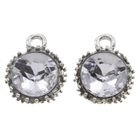 Crystal Zinc Alloy Pendants, with Crystal, platinum color plated, faceted, lead & cadmium free Approx 2mm 