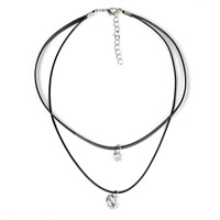 Fashion Choker Necklace, Velveteen, with Zinc Alloy, with 2lnch extender chain, platinum color plated, with cubic zirconia &  Approx 11.8 Inch 